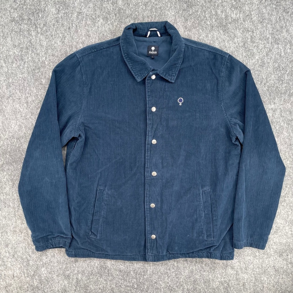 Faguo Jacket Mens Large Navy Blue Cotton Sologne Corduroy Snap Front
